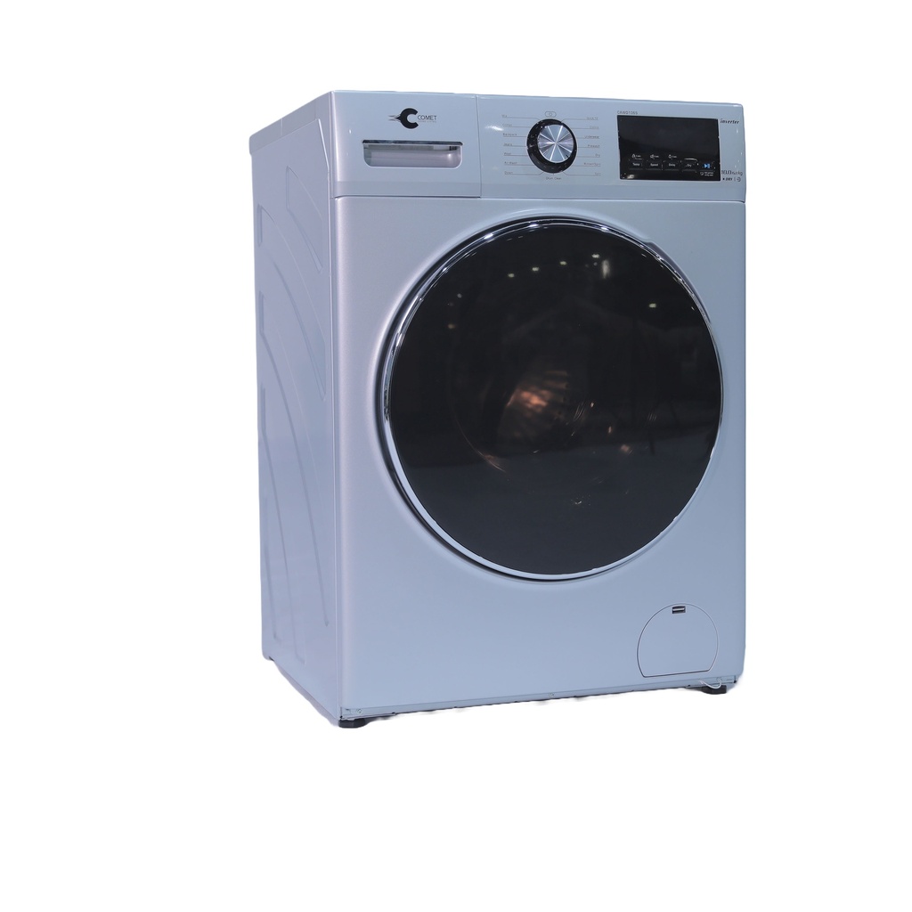 COMET BRAND 10KG FRONT LOAD WASHER CAPACITY WITH DRYER, SILVER COLOR, BLACK DOOR