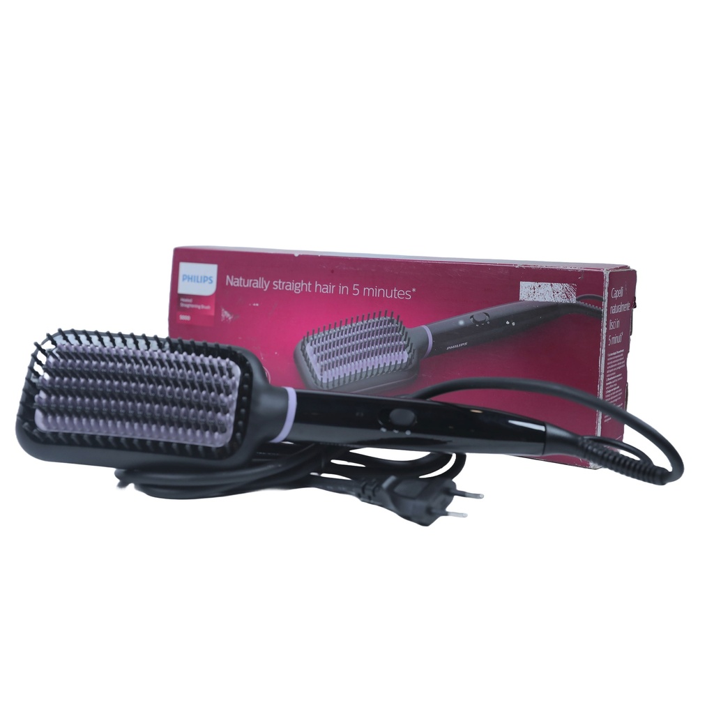 PHILIPS STAIGHTENING BRUSH HAIR STYLING TOOL,BLACK & PINK 1.8M